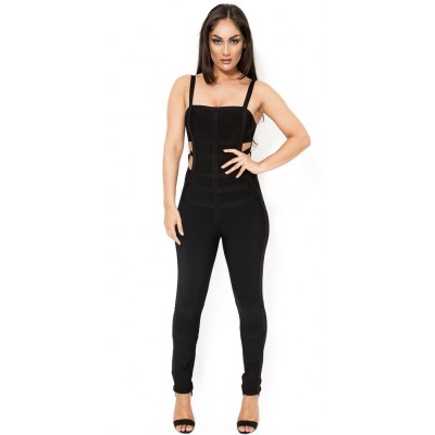 'Kylie' black cut out bandage jumpsuit